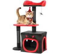 Arbre à Chat Gothique PawHut, Tour d'escalade Multi-Niveaux pour Chat avec poteaux de grattage, condominium à Face de Diable, Plateforme, lit et Jouet araignée, 83 cm, Centre d'activité pour