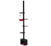 Arbre à Chat Gothique réglable 245-300 cm avec 5 Niveaux adapté aux Petits espaces en MDF Noir et Rouge 20_0017235