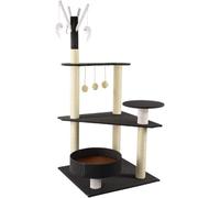 Arbre à Chat, Grand Arbre à Chat Multicouche, Appartement Double en Peluche, Cadre d'escalade pour Chat, Habitat pour Chat, Tour pour Chat, Centre d'activités pour Chat (Couleur : Noir)