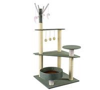 Arbre à Chat, Grand Arbre à Chat Multicouche, Appartement Double en Peluche, Cadre d'escalade pour Chat, Habitat pour Chat, Tour pour Chat, Centre d'activités pour Chat (Couleur : Vert)