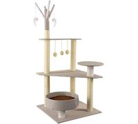 Arbre à Chat, Grand Arbre à Chat Multicouche, Appartement Double en Peluche, Cadre d'escalade pour Chat, Habitat pour Chat, Tour pour Chat, Centre d'activités pour Chat (Couleur : Noir)