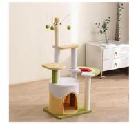 Arbre à Chat Grand Diamètre avec Niche Plateforme Arc-en-Ciel Plaque de Base Épaissie Spacieuse Arbres à Chat H105cm (41,3") avec Balle Enveloppé de Velours Teddy Triangle Stable Poteaux à Griffer