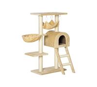 Pawhut Arbre à chat – tour de jeu stable 98 cm, griffoir multi-niveaux, beige