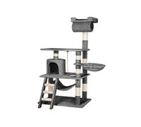 TecTake – Arbre à chat STOKELEY 141 cm avec zones de couchage et cordelette – Gris