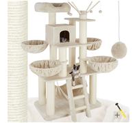 Tectake Arbre à chat GISMO 195 cm - beige/blanc