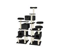 TECTAKE Arbre à chat 214 cm avec griffoir et plateforme d'escalade noir
