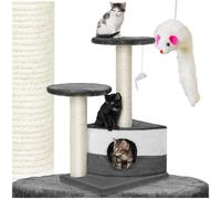 TECTAKE Arbre à chat 71 cm TOMMY Griffoir 1 Cabane + 1 Souris Gris