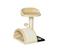 PawHut Arbre à chat griffoir design – balle suspendue, plateforme peluche sisal naturel beige