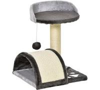 Arbre à chat griffoir grattoir design jeu boule suspendue + plateforme peluche sisal naturel gris Gris G