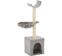 Arbre à chat griffoir grattoir niche jouet animaux peluché en sisal 105 cm gris