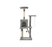 Arbre à chat griffoir grattoir niche jouet animaux peluché en sisal 120 cm gris