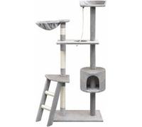Arbre à chat griffoir grattoir niche jouet animaux peluché en sisal 150 cm gris