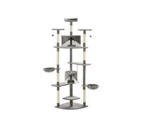 Arbre à chat griffoir grattoir niche jouet animaux peluché en sisal 203 cm gris et blanc Blanc