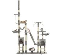 Arbre à chat griffoir grattoir niche jouet animaux peluché en sisal 230-250 cm gris Gris