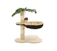 Arbre à chat griffoir grattoir niche jouet animaux peluché en sisal 50 cm beige et marron