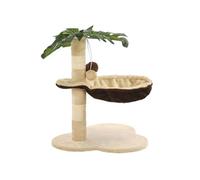 Arbre à chat griffoir grattoir niche jouet animaux peluché en sisal 50 cm beige et marron