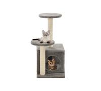 Arbre à chat griffoir grattoir niche jouet animaux peluché en sisal 60 cm gris Gris