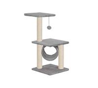 Arbre à chat griffoir grattoir niche jouet animaux peluché en sisal 65 cm gris