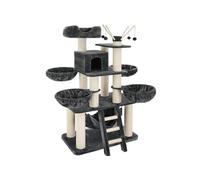 Arbre à chat griffoir sisal panneau de fibres 195 cm gris et blanc