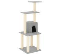 Arbre à chat gris clair avec griffoirs en sisal de 105 cm, surface de couchage en peluche, arbre à grimper et meubles à gratter pour appartement, tour de jeu et grotte de sommeil, tronc en bois