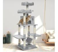 Arbre à Chat Gris clair hauteur de 150 cm - Cadre d'escalade de Chat Planche à Gratter Jouet Boule de Cheveux Suspendu - Mondeer