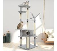 Arbre à Chat Gris clair - Hauteur de 168cm Grande Taille - Cadre d'escalade de Chat Planche à Gratter Palais de Chat - Mondeer