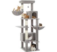 Arbre à chat, hamac en métal, 2 grands appartements, AMT0223GY-L, 169cm