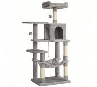 Arbre À Chat Hamac, Tour De Jeux 143 Cm, Gris Clair