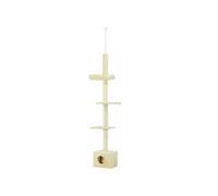 PawHut Arbre à chat réglable 230-260 cm 4 niveaux niche peluche beige