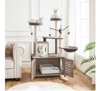 Arbre à Chat - HOOBRO - Maison de Litière - Bois - Tour à Chat - Piliers en Sisal