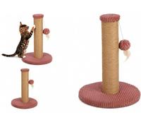 Arbre à Chat - Jouet Chat - Arbre à griffer Riba Vieux Rose - Corde en Jute - Base rembourrée - Jouet avec Plumes - 33,5 x 33,5 x 45 cm
