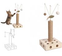 Arbre à Chat - Jouet Chat - Jouet à griffer Armas Beige - Circuit à balles - Corde en Jute - Jouets Suspendus - 30 x 30 x 76,5 cm