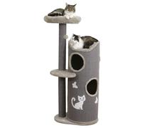 Kerbl Arbre à chat Tiana – Gris 73,5×45×130 cm, sisal, coussinets lavables, plusieurs chats