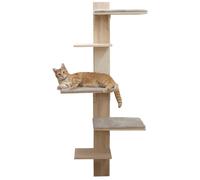 Kerbl Arbre à chat mural Timber 150 cm, bois massif, coussins amovibles, sisal, naturel/taupe