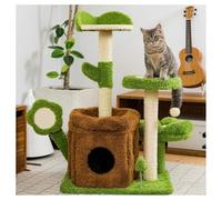 Arbre à Chat Lit de Grand Diamètre avec Plate-Forme D'observation Surélevée Plaque de Base Renforcée Allongée Arbres à Chat Recouverts de Peluche H91/103 Cm (35,8/40,6") Poteaux à Griffer Recouverts