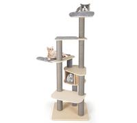 Arbre à Chat Lot de 1 à 5 Niveaux 197 x 68 x 58 cm Confortable Espace de Repos et grattage Design scandinave en Bois Gris 20_0018897