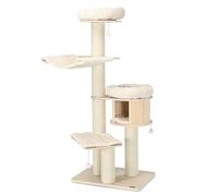 Arbre à Chat Lot de 1 avec perchoir et condo 75 x 56 x 174 cm Confort Peluche Robuste en Bois Naturel 20_0021099