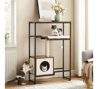 Arbre à Chat FEANDREA - Maison, Niche, Gain de Place - Marron Rustique