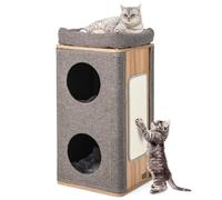 Arbre à Chat Moderne 3 Niveaux 38 x 38 x 77,5 cm Confortable et hygiénique en MDF Gris 20_0010164