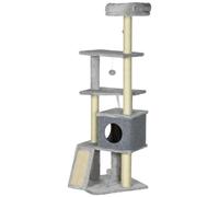 Arbre À Chat Multi-Équipement Griffoirs Grattoirs Plateformes Niche Panier Jeu Boules Gris