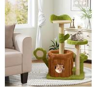 Arbre À Chat Multi-Niveaux 92 Cm Costway, Condo Tronc, Lit En Peluche, Pompon, Jouet À Ressort, Plates-Formes, Poteaux À Gratter