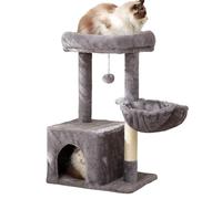 Arbre à chat multicouche tour d'escalade pour chat avec hamac, adapté aux chats d'intérieur pour grimper et se reposer avec des balles en peluche gris foncé A, 45 x 35 x 77 cm