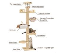 Arbre à chat multifonctionnel - WILITTO - 6 niveaux - Hauteur réglable - Moderne et élégant - 295 cm-315 cm