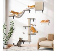 Arbre à Chat Mural,4 en 1 Ensemble de Meubles Muraux avec Griffoir,Étagères Murales pour Chat,Parcours Mural Chats en Bois