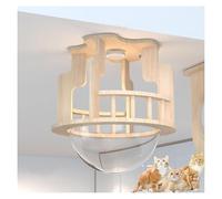 Arbre à Chat Mural, Combinaison Libre d'intérieur en Bois Massif de Pont Suspendu aérien et Plate-Forme Saut(S7)