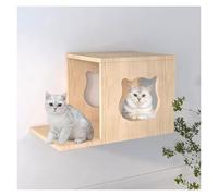 Arbre à Chat Mural, Combinaison Libre d'intérieur en Bois Massif de Pont Suspendu aérien et Plate-Forme Saut(S1)