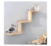 Arbre à Chat Mural, Combinaison Libre d'intérieur en Bois Massif de Pont Suspendu aérien et Plate-Forme Saut(S3)
