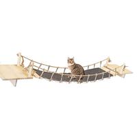 Arbre à Chat Mural, Mur d'escalade pour Chat 3 Lit pour Chat en Bois et Escalier Pont à 10 Étapes, Charge Max : 20KG (Design, 130x23x20 CM) TRee-022-1