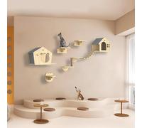 Arbre à chat mural - Perchoir à chat peu encombrant avec marches d'escalade - Meuble moderne en bois pour chats d'intérieur pour grimper, jouer et faire la sieste