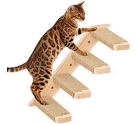 Arbre à chat mural pour escalade, 1 étagère à quatre marches avec corde à gratter en jute, étagère peu encombrante pour se gratter et se reposer